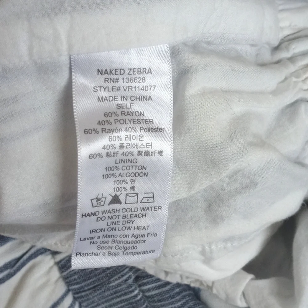 Naked Zebra Denim Blue & White Stripe Rayon Strapless Cropped Pantsuit Jumper S - Picture 8 of 11